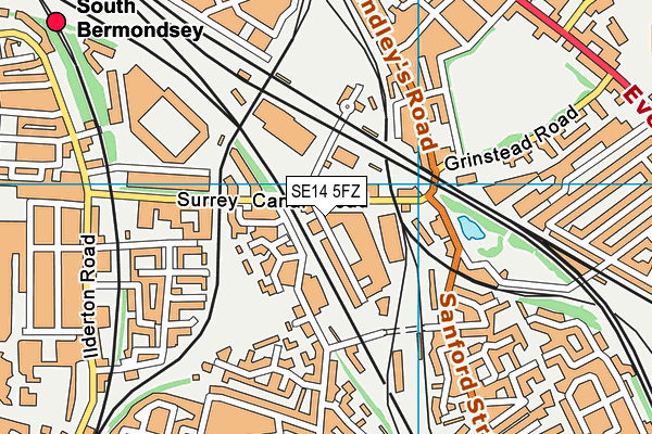 SE14 5FZ map - OS VectorMap District (Ordnance Survey)