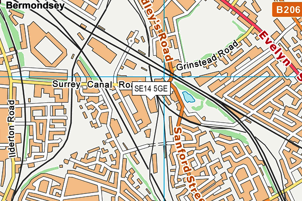 SE14 5GE map - OS VectorMap District (Ordnance Survey)