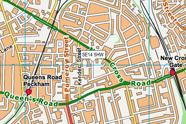 SE14 5HW map - OS VectorMap District (Ordnance Survey)