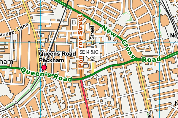 SE14 5JQ map - OS VectorMap District (Ordnance Survey)