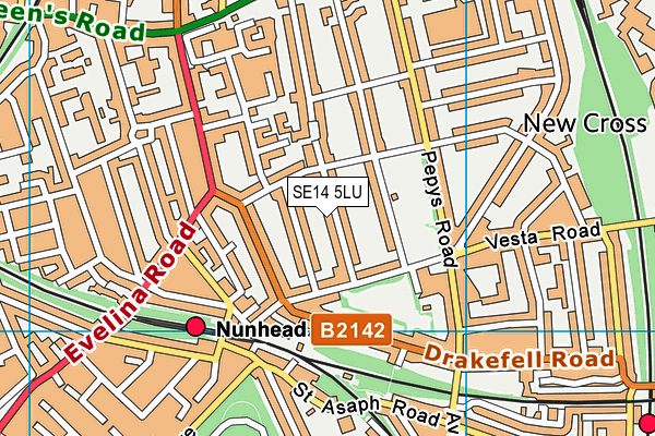 SE14 5LU map - OS VectorMap District (Ordnance Survey)