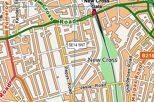 SE14 5NT map - OS VectorMap District (Ordnance Survey)