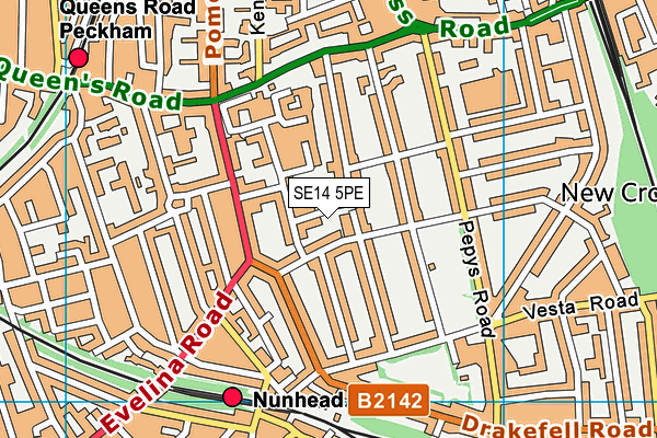 SE14 5PE map - OS VectorMap District (Ordnance Survey)