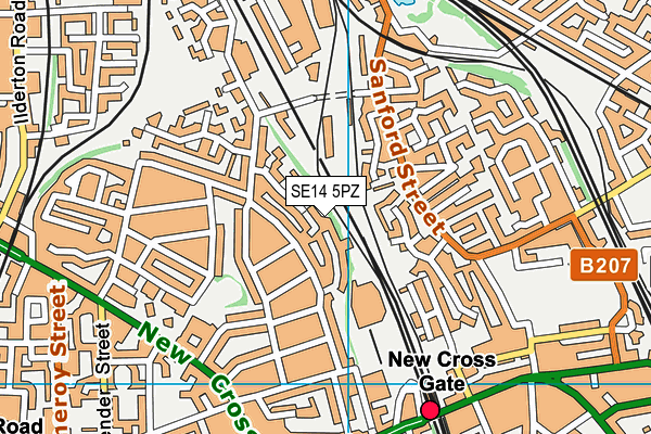 SE14 5PZ map - OS VectorMap District (Ordnance Survey)