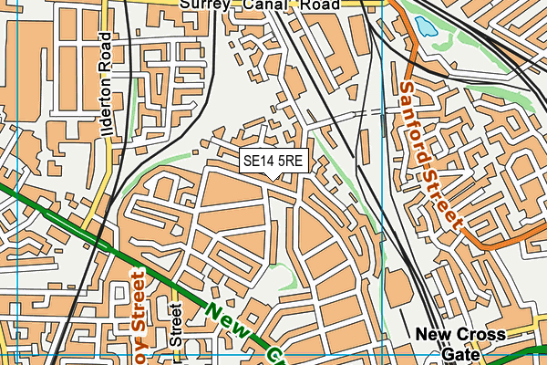 SE14 5RE map - OS VectorMap District (Ordnance Survey)