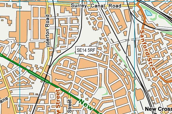 SE14 5RF map - OS VectorMap District (Ordnance Survey)