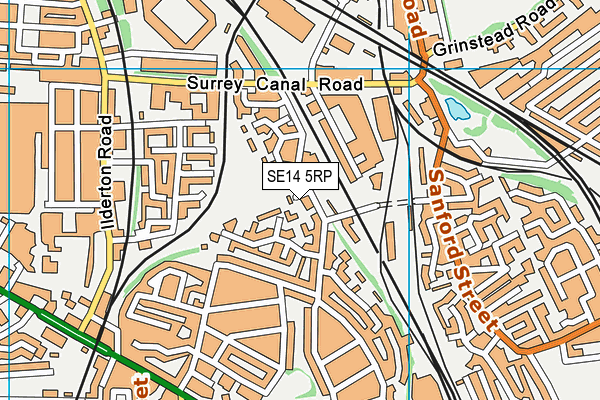 SE14 5RP map - OS VectorMap District (Ordnance Survey)