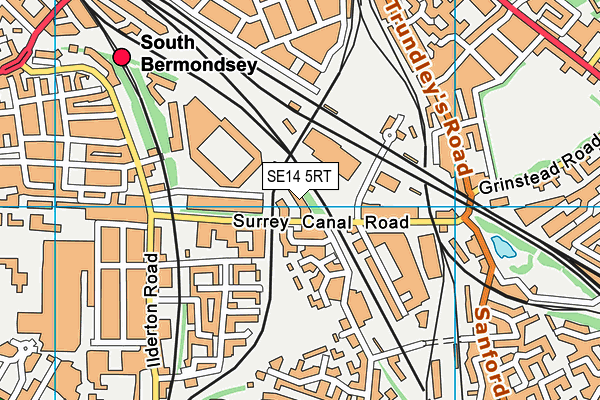 SE14 5RT map - OS VectorMap District (Ordnance Survey)