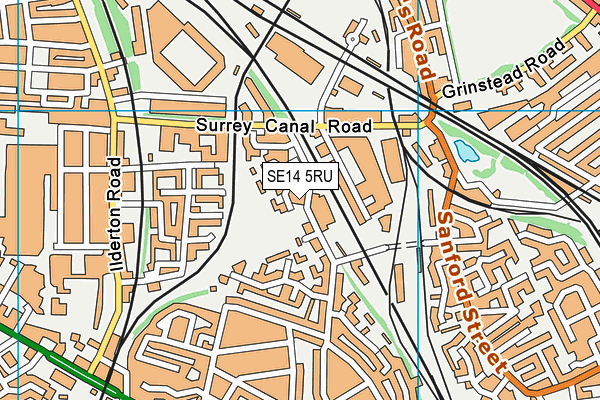 SE14 5RU map - OS VectorMap District (Ordnance Survey)
