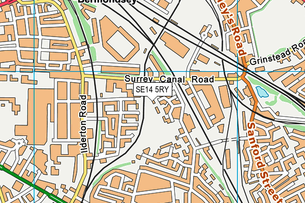 SE14 5RY map - OS VectorMap District (Ordnance Survey)