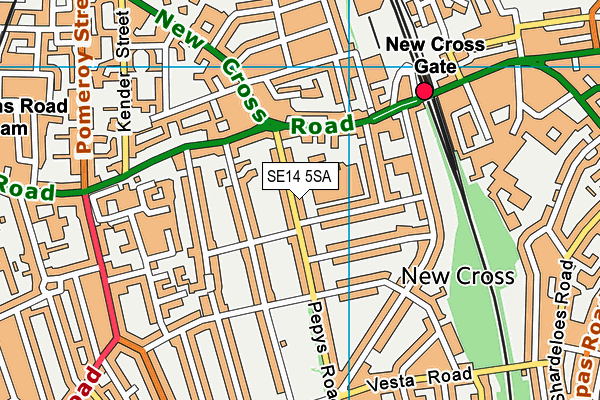 SE14 5SA map - OS VectorMap District (Ordnance Survey)
