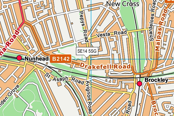 SE14 5SG map - OS VectorMap District (Ordnance Survey)