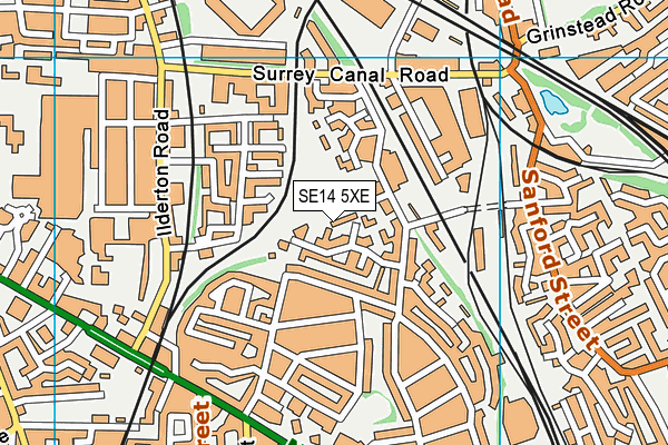 SE14 5XE map - OS VectorMap District (Ordnance Survey)