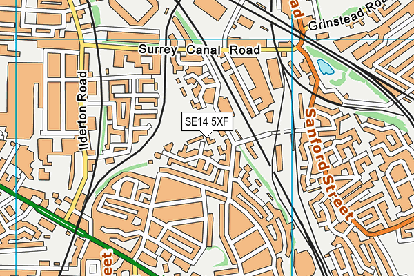 SE14 5XF map - OS VectorMap District (Ordnance Survey)