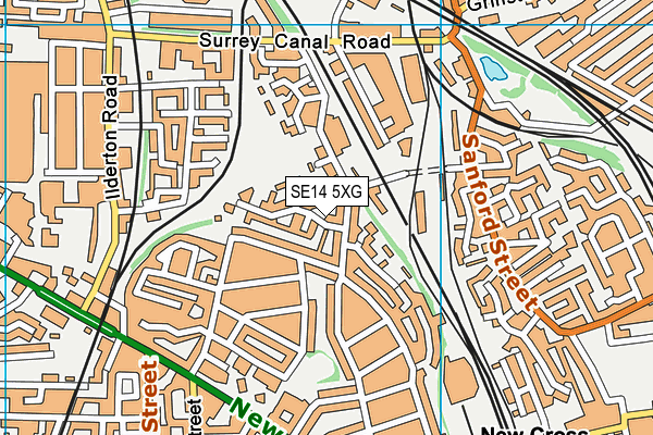 SE14 5XG map - OS VectorMap District (Ordnance Survey)