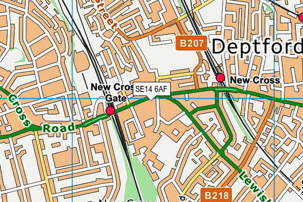 SE14 6AF map - OS VectorMap District (Ordnance Survey)