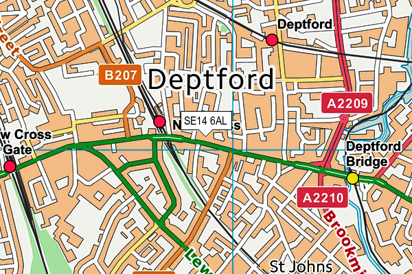 SE14 6AL map - OS VectorMap District (Ordnance Survey)