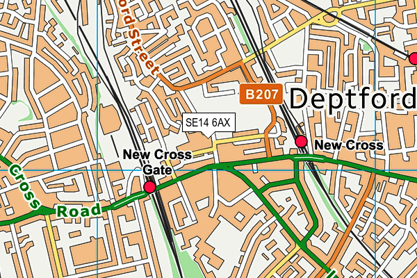 SE14 6AX map - OS VectorMap District (Ordnance Survey)