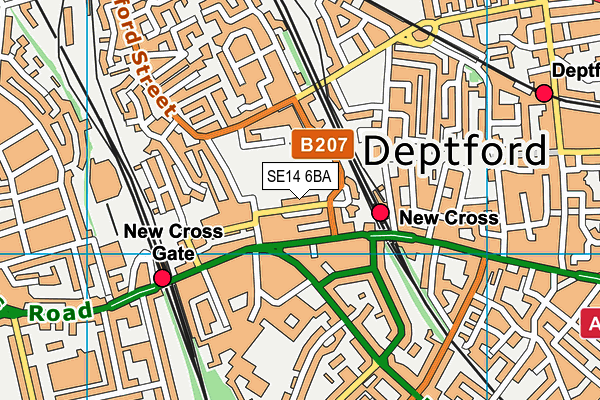 SE14 6BA map - OS VectorMap District (Ordnance Survey)