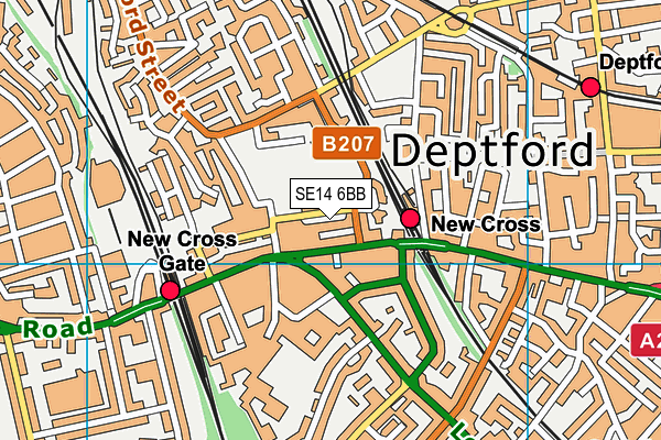SE14 6BB map - OS VectorMap District (Ordnance Survey)