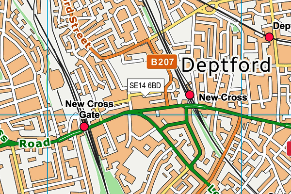 SE14 6BD map - OS VectorMap District (Ordnance Survey)