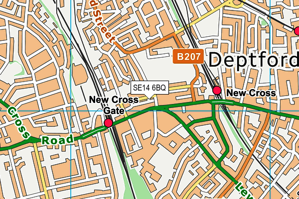SE14 6BQ map - OS VectorMap District (Ordnance Survey)