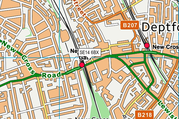 SE14 6BX map - OS VectorMap District (Ordnance Survey)