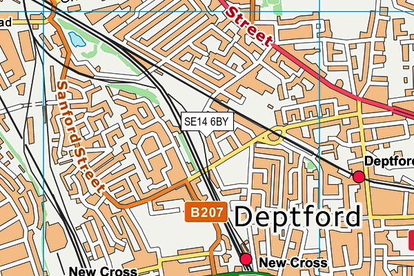 SE14 6BY map - OS VectorMap District (Ordnance Survey)