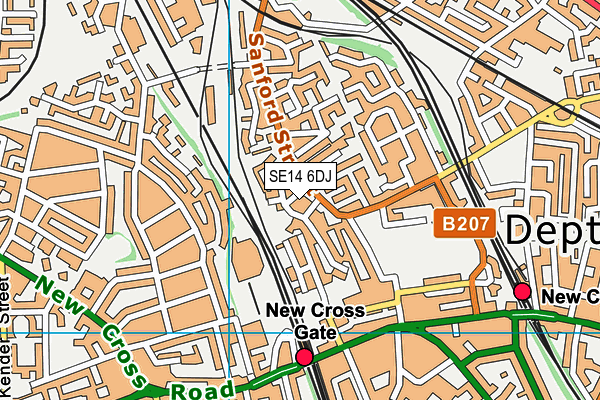 SE14 6DJ map - OS VectorMap District (Ordnance Survey)