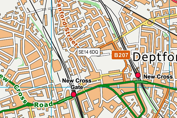 SE14 6DQ map - OS VectorMap District (Ordnance Survey)