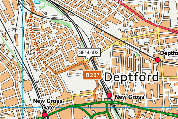 SE14 6DS map - OS VectorMap District (Ordnance Survey)
