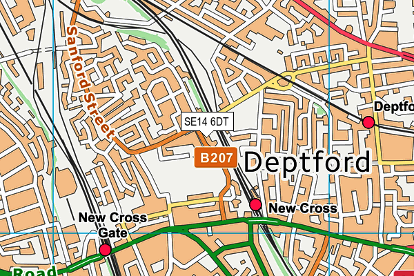 SE14 6DT map - OS VectorMap District (Ordnance Survey)
