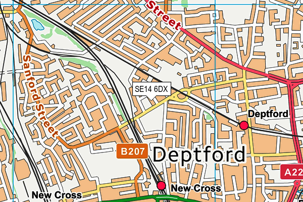 SE14 6DX map - OS VectorMap District (Ordnance Survey)