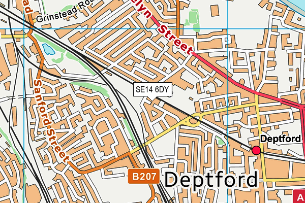 SE14 6DY map - OS VectorMap District (Ordnance Survey)