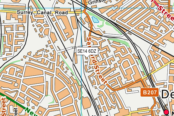 SE14 6DZ map - OS VectorMap District (Ordnance Survey)