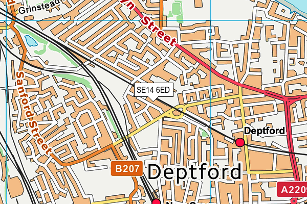 SE14 6ED map - OS VectorMap District (Ordnance Survey)