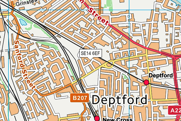 SE14 6EF map - OS VectorMap District (Ordnance Survey)