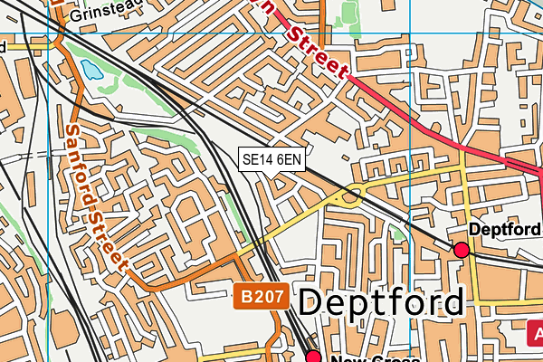 SE14 6EN map - OS VectorMap District (Ordnance Survey)