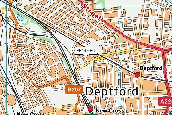 SE14 6EQ map - OS VectorMap District (Ordnance Survey)