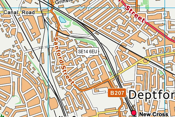 SE14 6EU map - OS VectorMap District (Ordnance Survey)