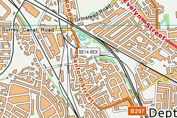 SE14 6EX map - OS VectorMap District (Ordnance Survey)