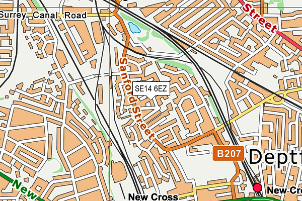 SE14 6EZ map - OS VectorMap District (Ordnance Survey)