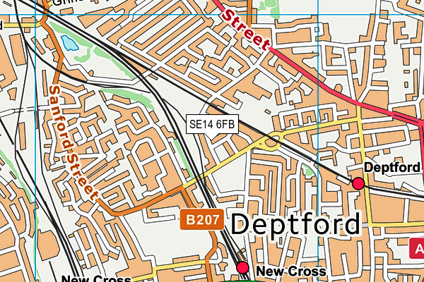 SE14 6FB map - OS VectorMap District (Ordnance Survey)