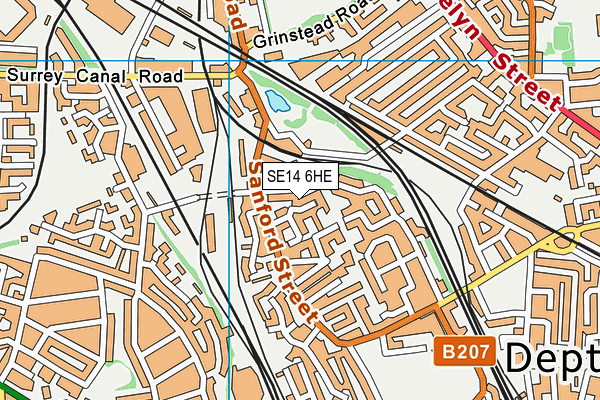 SE14 6HE map - OS VectorMap District (Ordnance Survey)