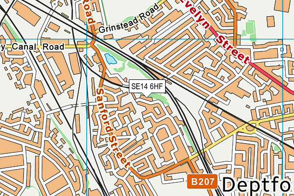 SE14 6HF map - OS VectorMap District (Ordnance Survey)