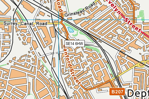SE14 6HW map - OS VectorMap District (Ordnance Survey)
