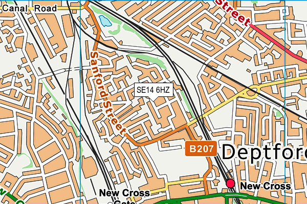 SE14 6HZ map - OS VectorMap District (Ordnance Survey)