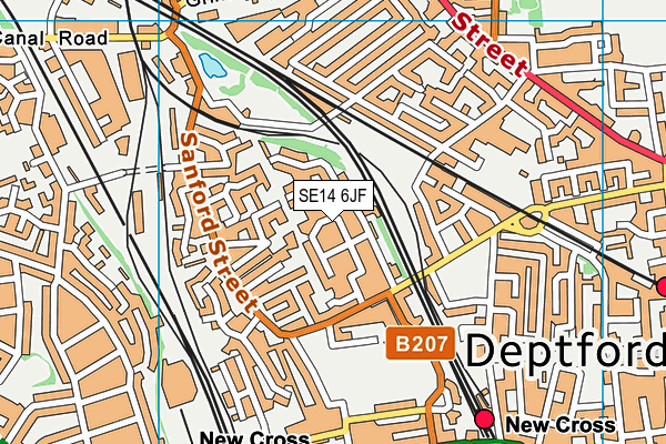 SE14 6JF map - OS VectorMap District (Ordnance Survey)