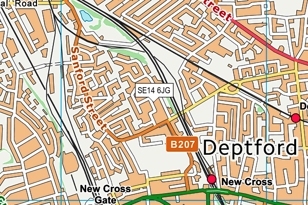 SE14 6JG map - OS VectorMap District (Ordnance Survey)