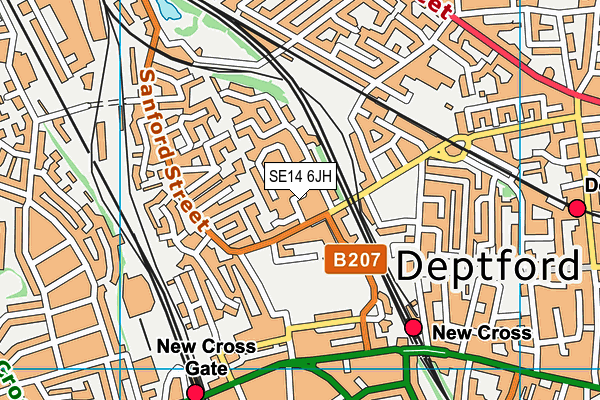 SE14 6JH map - OS VectorMap District (Ordnance Survey)